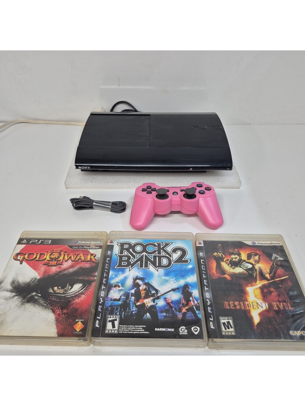 Sony PlayStation 3 250GB  Slim Black PS3  Game Console CECH-4001B & 3 Games